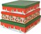 Christmas Decorative Cardboard Storage Boxes (Set of 3): Nesting Photo Storage Boxes with Lids, Small Decorative Gift Boxes, Red and Green Paperboard Festive Trees Holiday Boxes